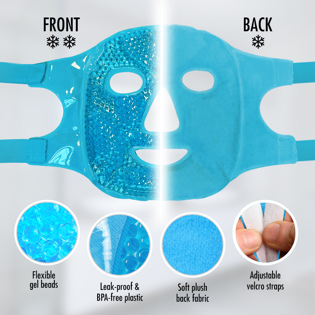 Perfect Remedy Face Ice Pack, Reusable Hot & Cold Ice Face Mask, Gel Ice Mask for Puffy Eyes and Swelling, Facial Spa Cooling Mask for Women and Men (Blue)