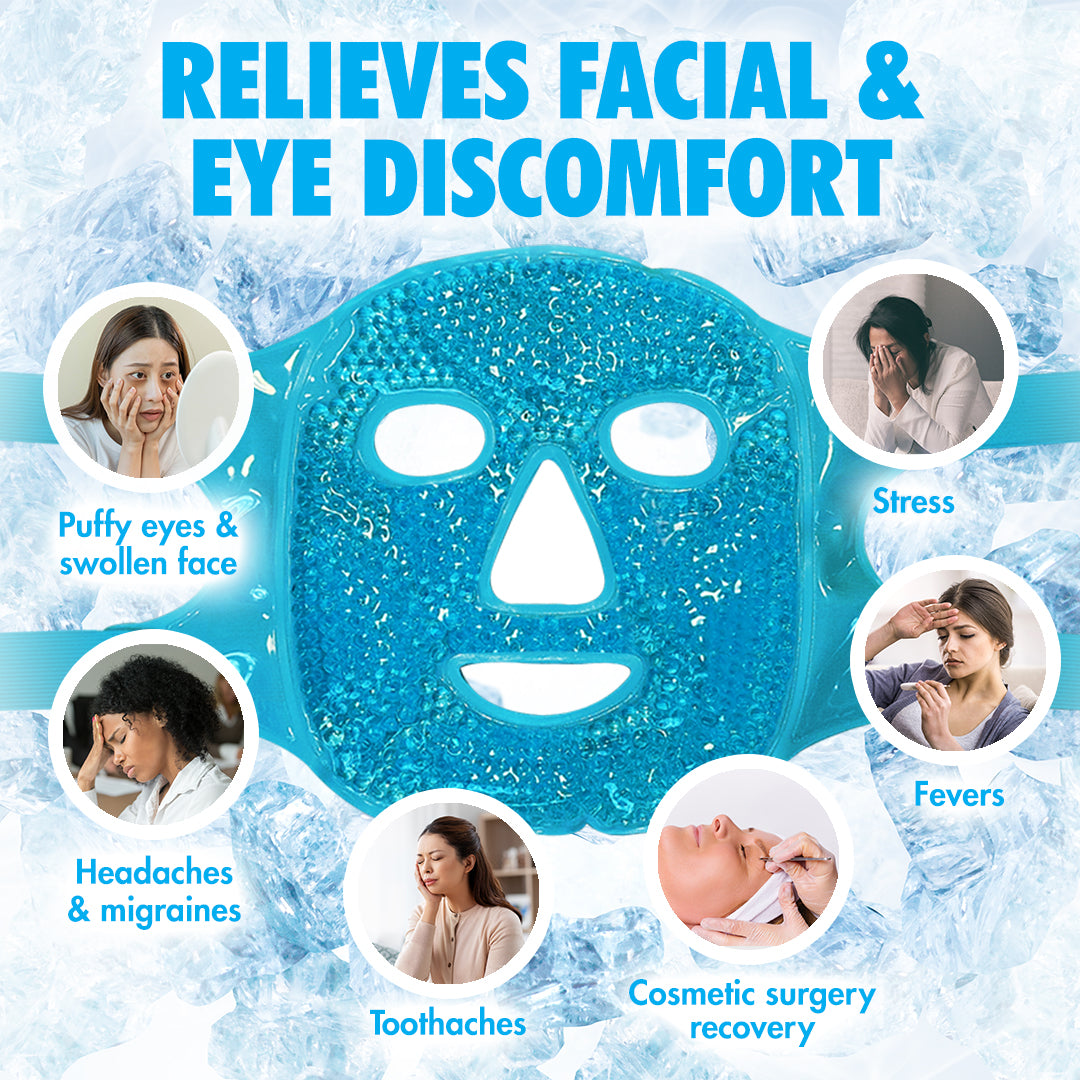 Perfect Remedy Face Ice Pack, Reusable Hot & Cold Ice Face Mask, Gel Ice Mask for Puffy Eyes and Swelling, Facial Spa Cooling Mask for Women and Men (Blue)