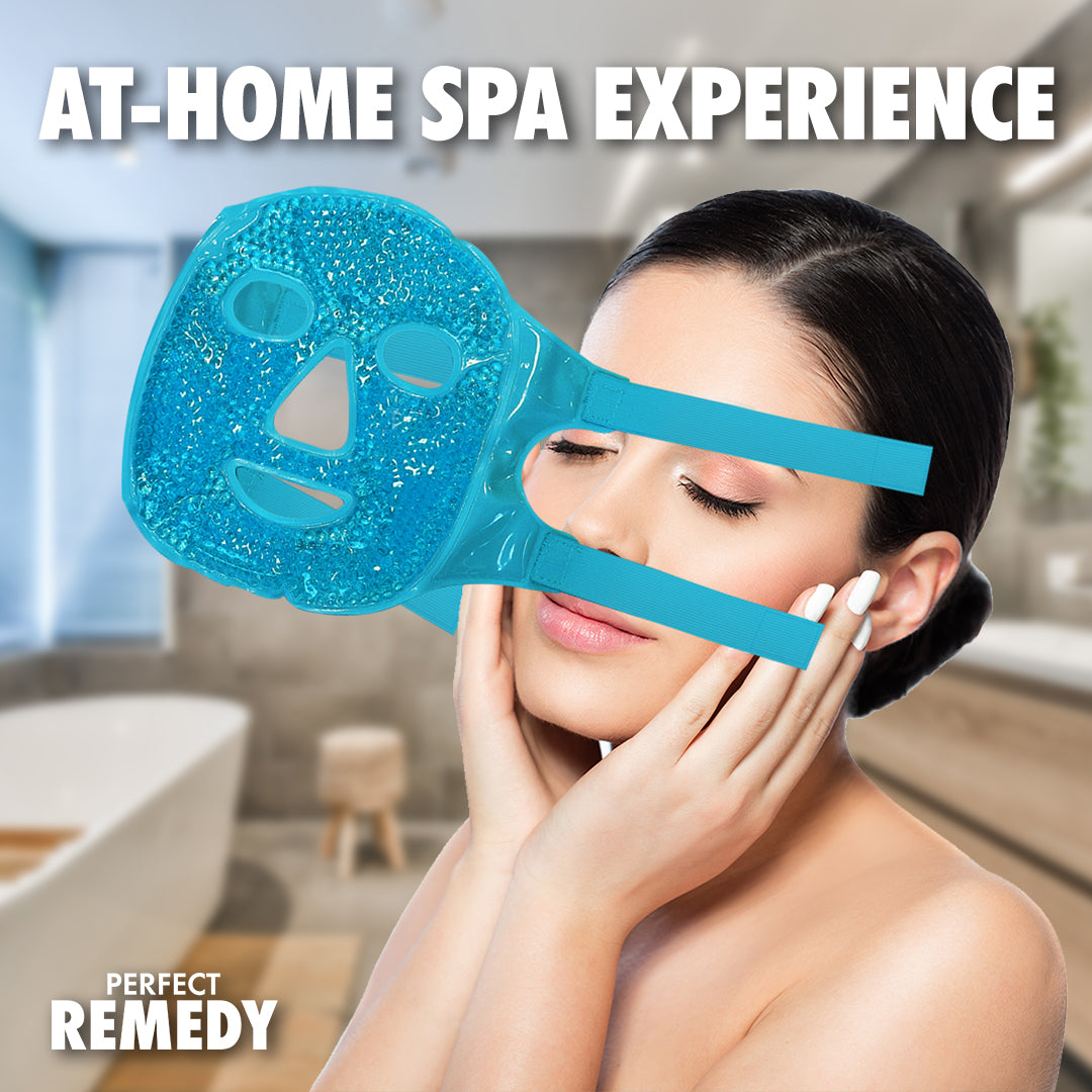 Perfect Remedy Face Ice Pack, Reusable Hot & Cold Ice Face Mask, Gel Ice Mask for Puffy Eyes and Swelling, Facial Spa Cooling Mask for Women and Men (Blue)