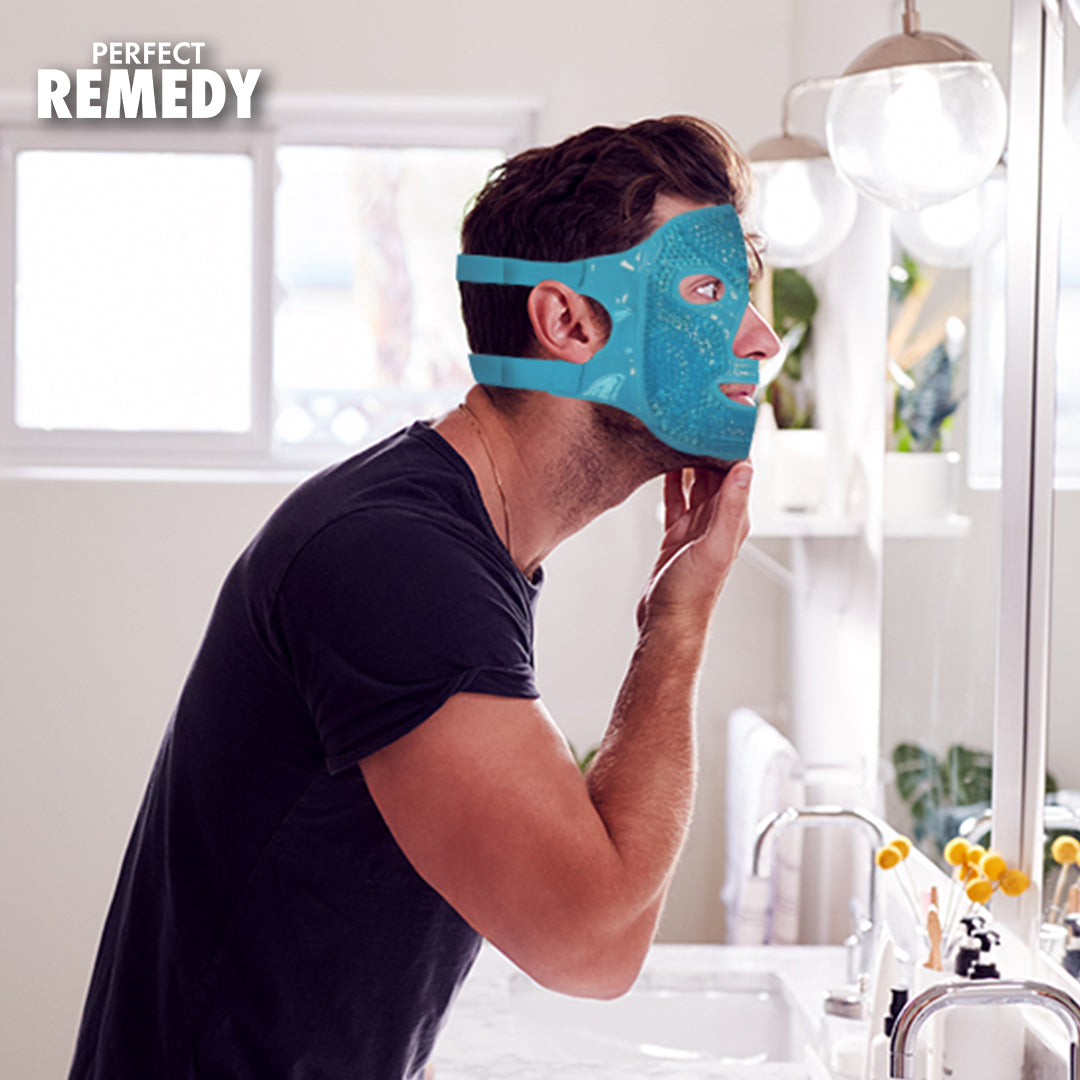 Perfect Remedy Face Ice Pack, Reusable Hot & Cold Ice Face Mask, Gel Ice Mask for Puffy Eyes and Swelling, Facial Spa Cooling Mask for Women and Men (Blue)